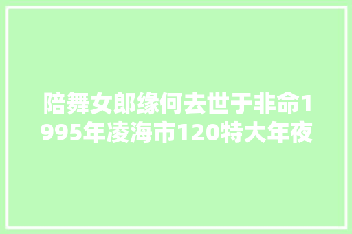 陪舞女郎缘何去世于非命1995年凌海市120特大年夜杀人碎尸案侦破始末