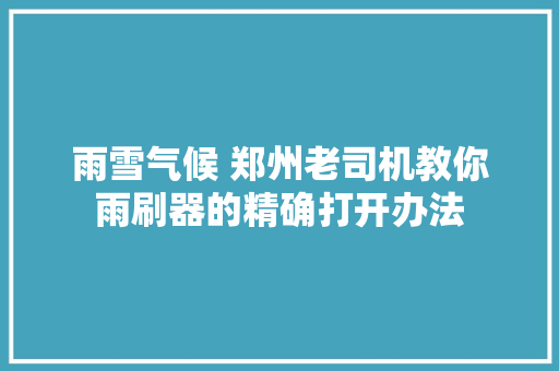 雨雪气候 郑州老司机教你雨刷器的精确打开办法