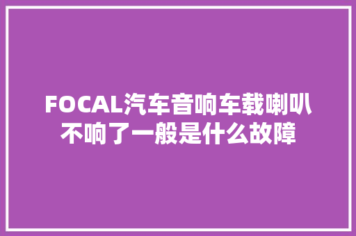 FOCAL汽车音响车载喇叭不响了一般是什么故障