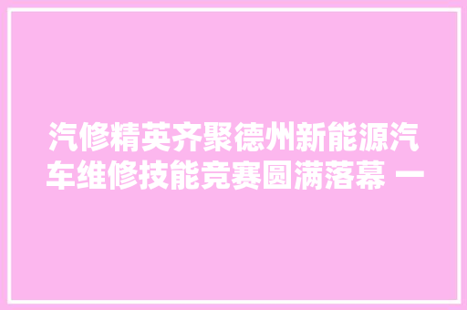汽修精英齐聚德州新能源汽车维修技能竞赛圆满落幕 一