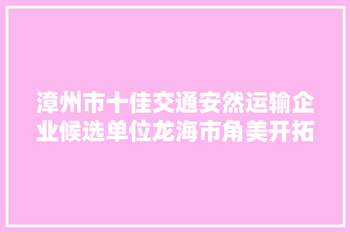漳州市十佳交通安然运输企业候选单位龙海市角美开拓区公共交通有限责任公司
