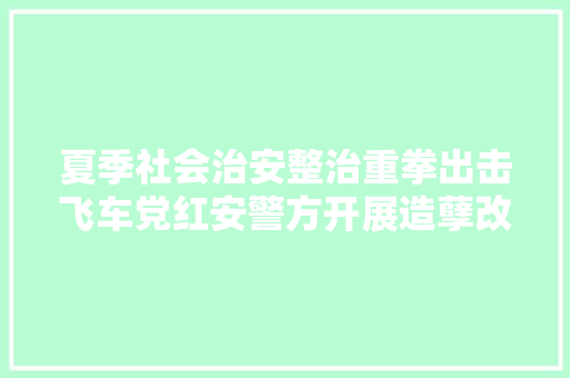 夏季社会治安整治重拳出击飞车党红安警方开展造孽改装摩托车专项整治行动