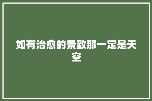 如有治愈的景致那一定是天空