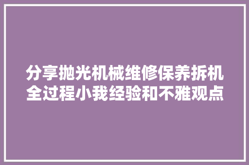 分享抛光机械维修保养拆机全过程小我经验和不雅观点技能分享
