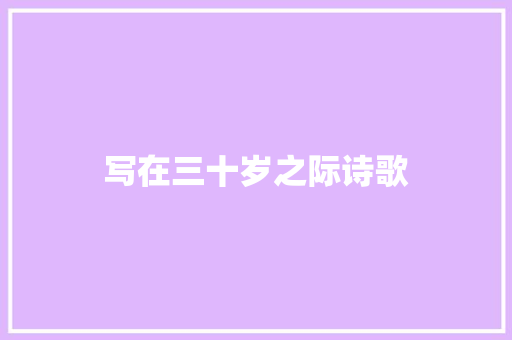 写在三十岁之际诗歌