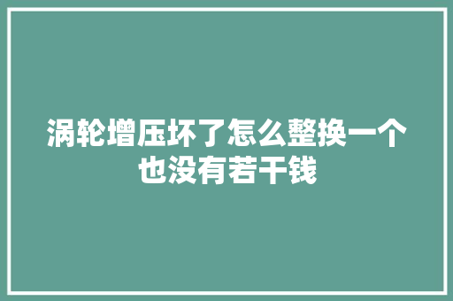 涡轮增压坏了怎么整换一个也没有若干钱
