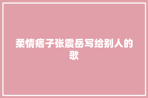 柔情痞子张震岳写给别人的歌