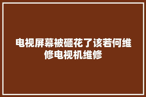 电视屏幕被砸花了该若何维修电视机维修
