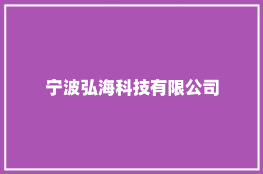 宁波弘海科技有限公司