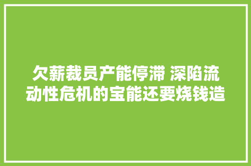 欠薪裁员产能停滞 深陷流动性危机的宝能还要烧钱造车
