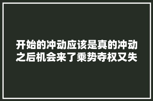 开始的冲动应该是真的冲动之后机会来了乘势夺权又失落败了