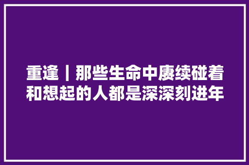 重逢｜那些生命中赓续碰着和想起的人都是深深刻进年轮轨迹里的存在