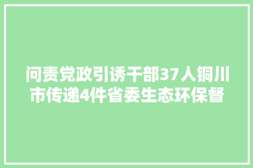 问责党政引诱干部37人铜川市传递4件省委生态环保督察回头看移交问题