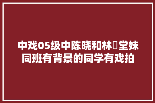 中戏05级中陈晓和林峯堂妹同班有背景的同学有戏拍