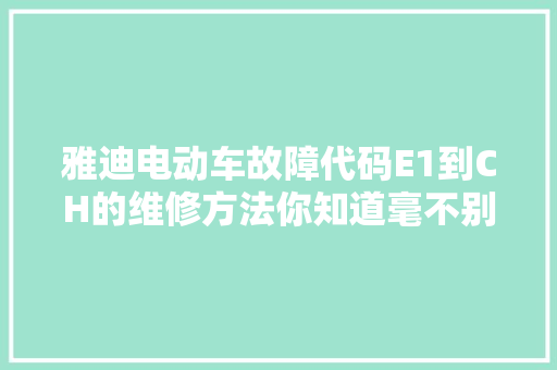 雅迪电动车故障代码E1到CH的维修方法你知道毫不别传的方法教你