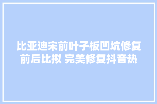 比亚迪宋前叶子板凹坑修复前后比拟 完美修复抖音热门 汽车知识