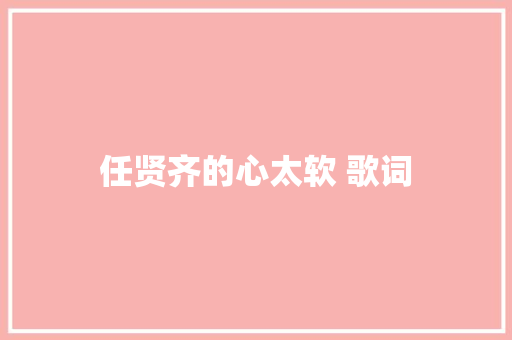 任贤齐的心太软 歌词