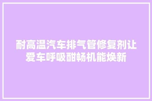 耐高温汽车排气管修复剂让爱车呼吸酣畅机能焕新 汽车知识