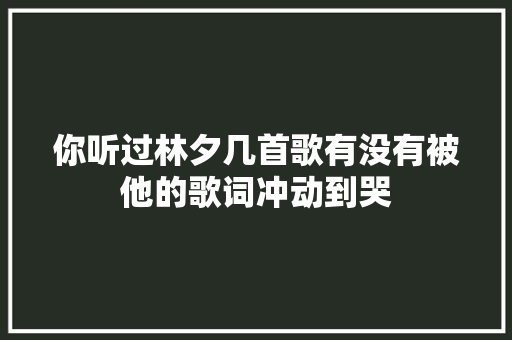 你听过林夕几首歌有没有被他的歌词冲动到哭