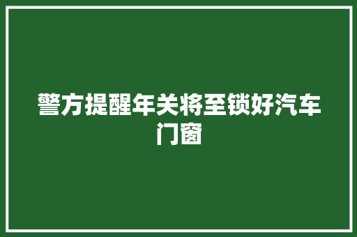 警方提醒年关将至锁好汽车门窗