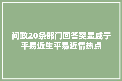 问政20条部门回答突显咸宁平易近生平易近情热点