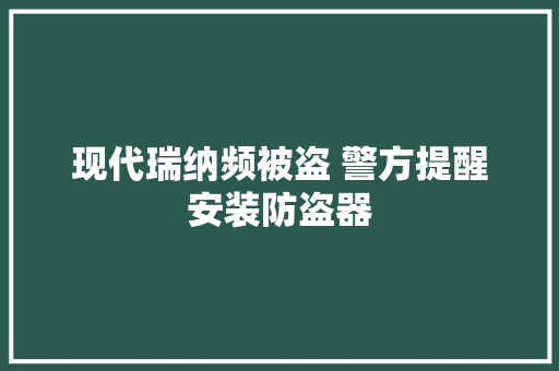 现代瑞纳频被盗 警方提醒安装防盗器