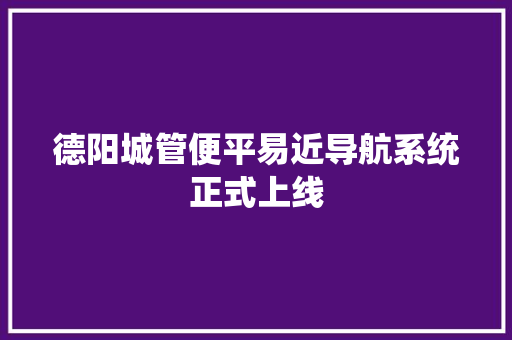 德阳城管便平易近导航系统正式上线  第1张