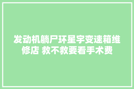 发动机躺尸环星宇变速箱维修店 救不救要看手术费