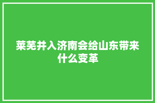 莱芜并入济南会给山东带来什么变革