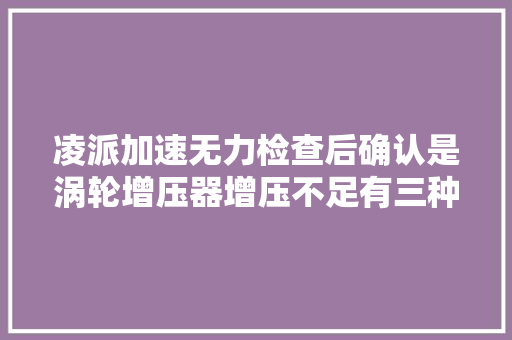 凌派加速无力检查后确认是涡轮增压器增压不足有三种处理方法