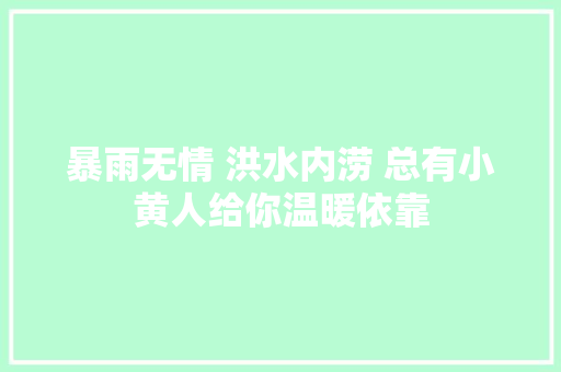 暴雨无情 洪水内涝 总有小黄人给你温暖依靠