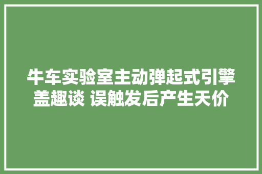 牛车实验室主动弹起式引擎盖趣谈 误触发后产生天价维修费