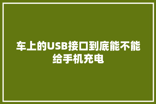 车上的USB接口到底能不能给手机充电