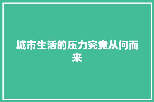 城市生活的压力究竟从何而来