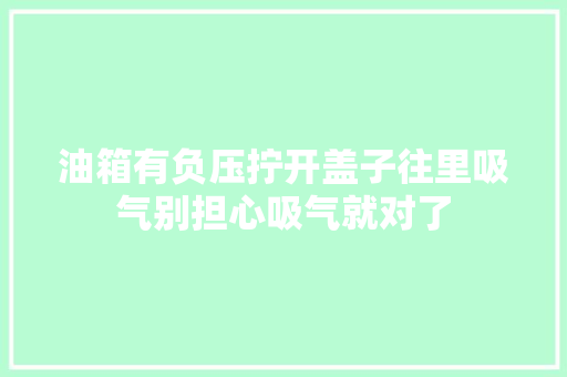 油箱有负压拧开盖子往里吸气别担心吸气就对了