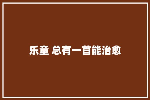 乐童 总有一首能治愈