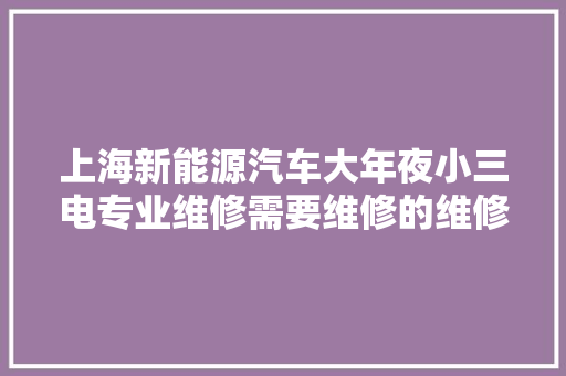 上海新能源汽车大年夜小三电专业维修需要维修的维修工技能