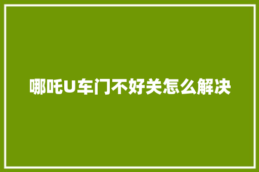 哪吒U车门不好关怎么解决 汽车知识