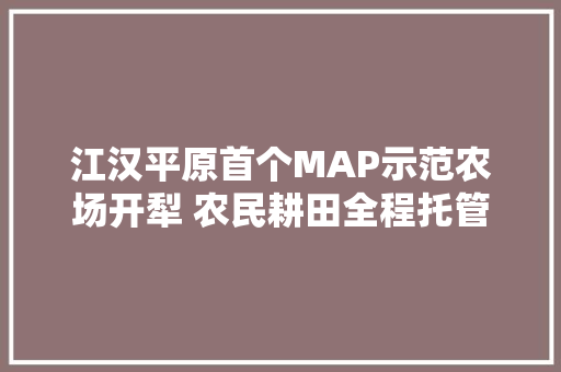 江汉平原首个MAP示范农场开犁 农民耕田全程托管可当甩手掌柜