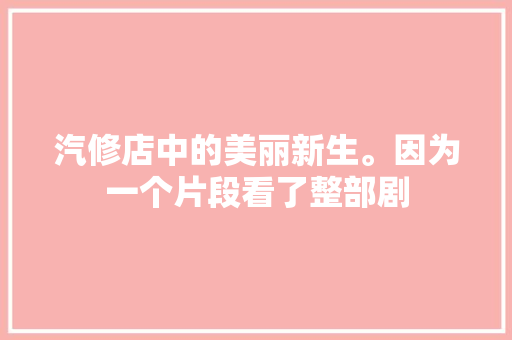 汽修店中的美丽新生。因为一个片段看了整部剧