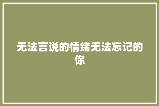 无法言说的情绪无法忘记的你