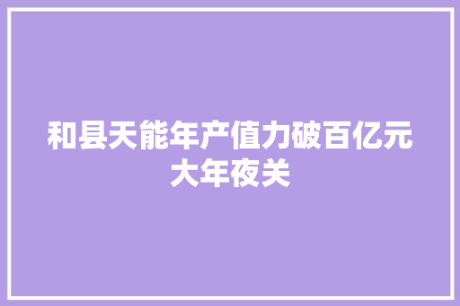 和县天能年产值力破百亿元大年夜关