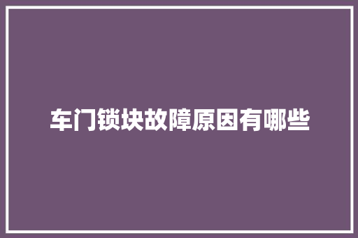 车门锁块故障原因有哪些