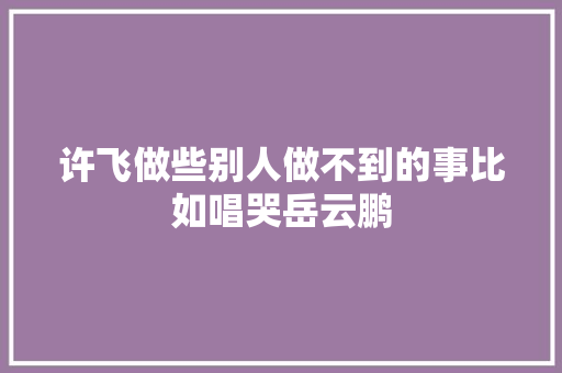 许飞做些别人做不到的事比如唱哭岳云鹏