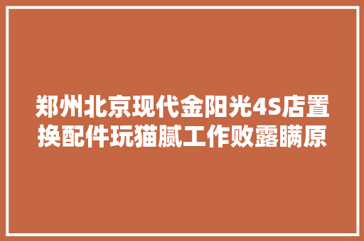 郑州北京现代金阳光4S店置换配件玩猫腻工作败露瞒原形