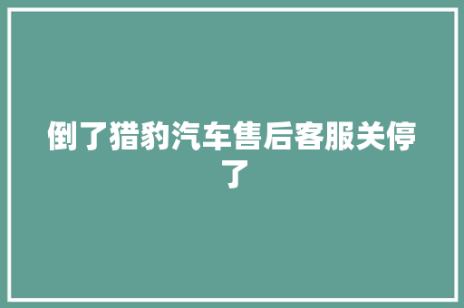 倒了猎豹汽车售后客服关停了 汽车知识