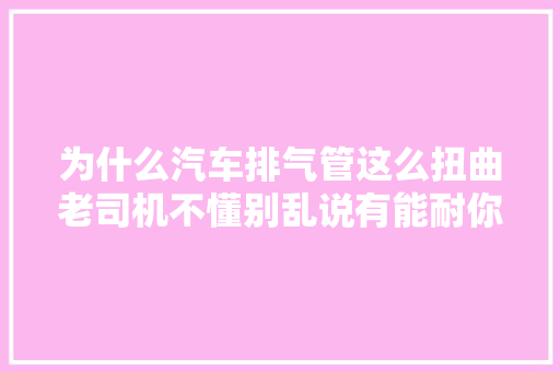 为什么汽车排气管这么扭曲老司机不懂别乱说有能耐你去造