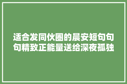 适合发同伙圈的晨安短句句句精致正能量送给深夜孤独的自己
