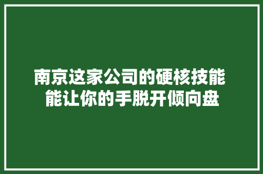 南京这家公司的硬核技能 能让你的手脱开倾向盘