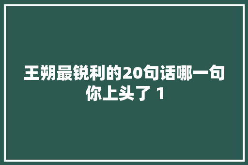 王朔最锐利的20句话哪一句你上头了 1